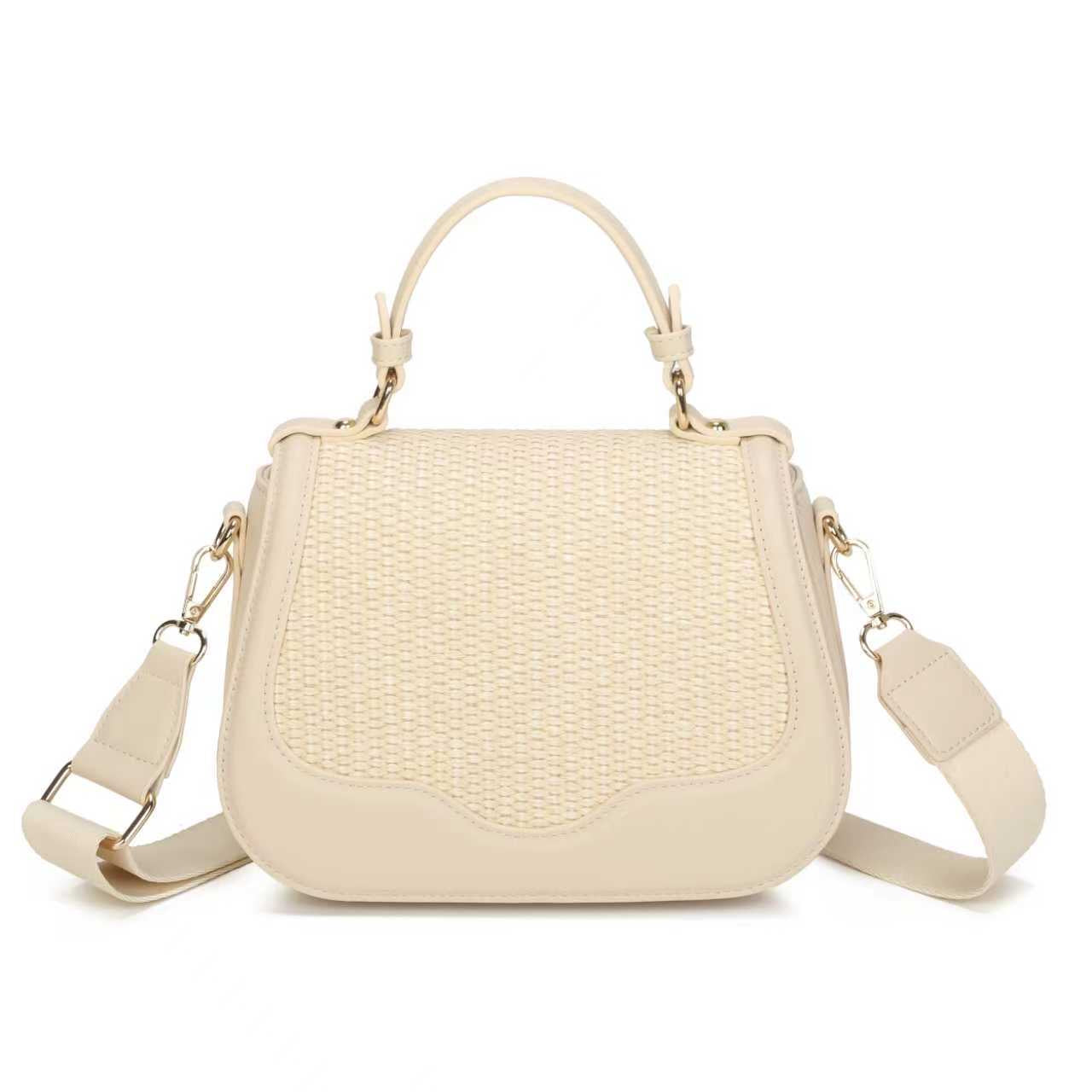 Borsa casual quotidiana in paglia e PU con tracolla larga e lunga Art.CE256