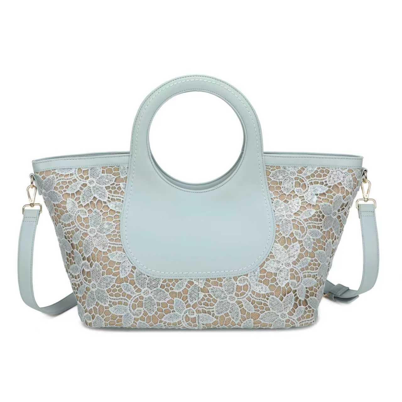 Borsa a mano grande in pizzo con materiale PU, per uso quotidiano e casual, Art. CE194