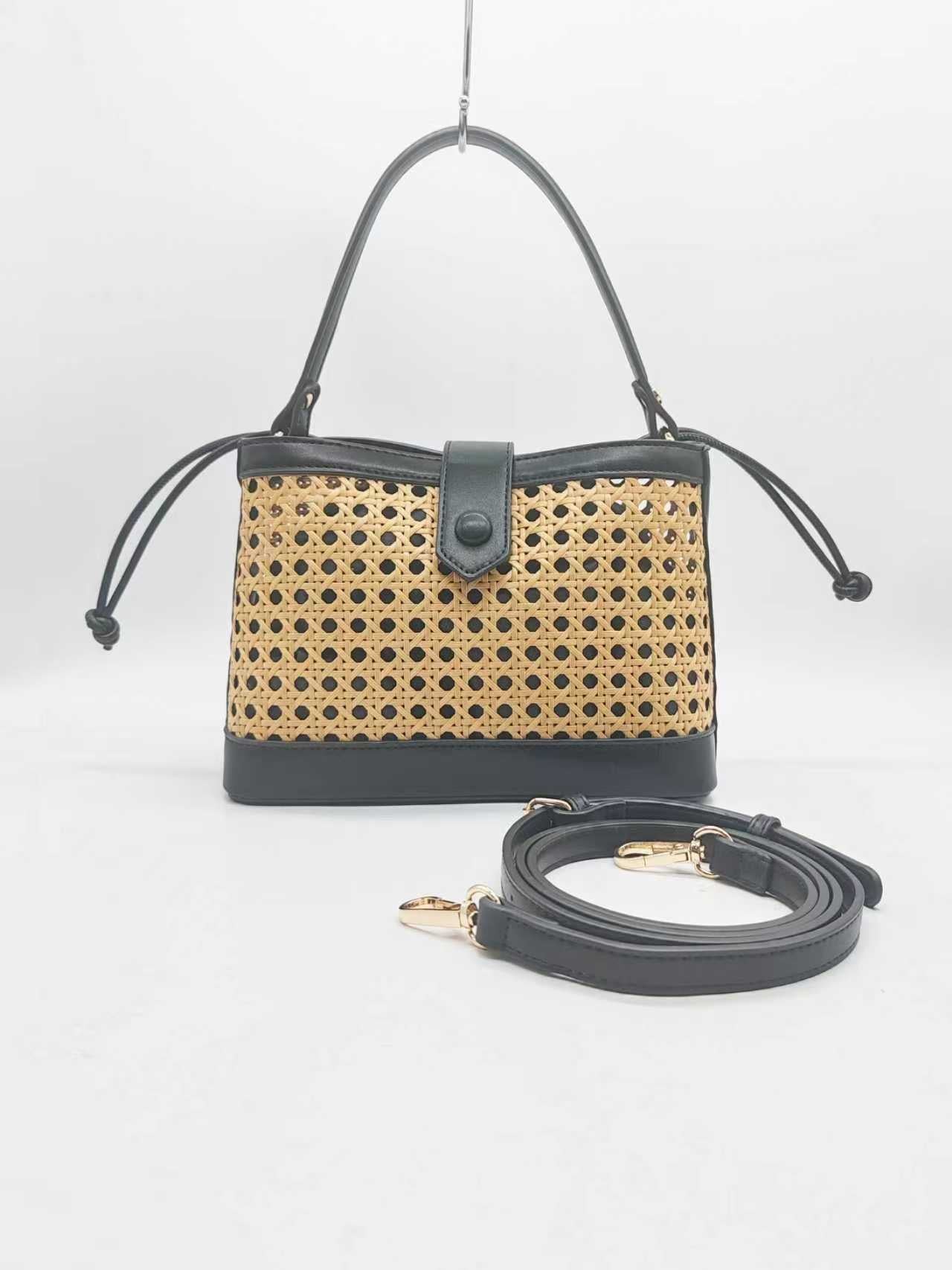 Borsa a mano in bambù con materiale PU e tasca interna, per tutti i giorni, alla moda. Art. 27483