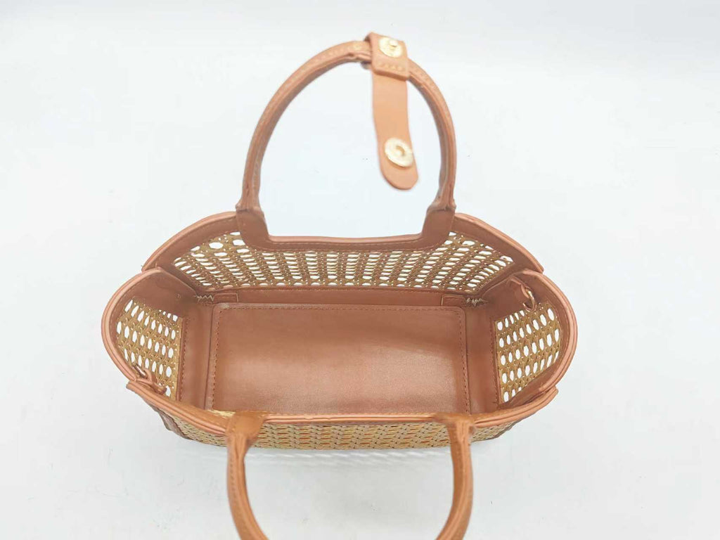 Borsa a mano da donna in bambù e PU con tasca interna per tutti i giorni Art.27482