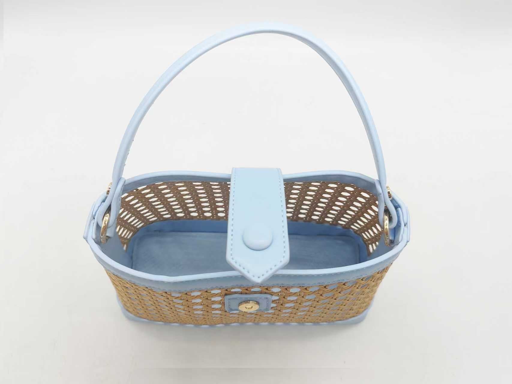 Borsa a mano in bambù con materiale PU e tasca interna, per tutti i giorni, alla moda. Art. 27483