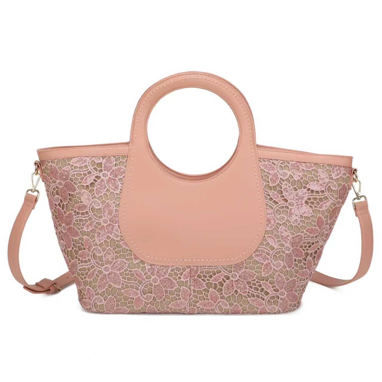 Borsa a mano grande in pizzo con materiale PU, per uso quotidiano e casual, Art. CE194