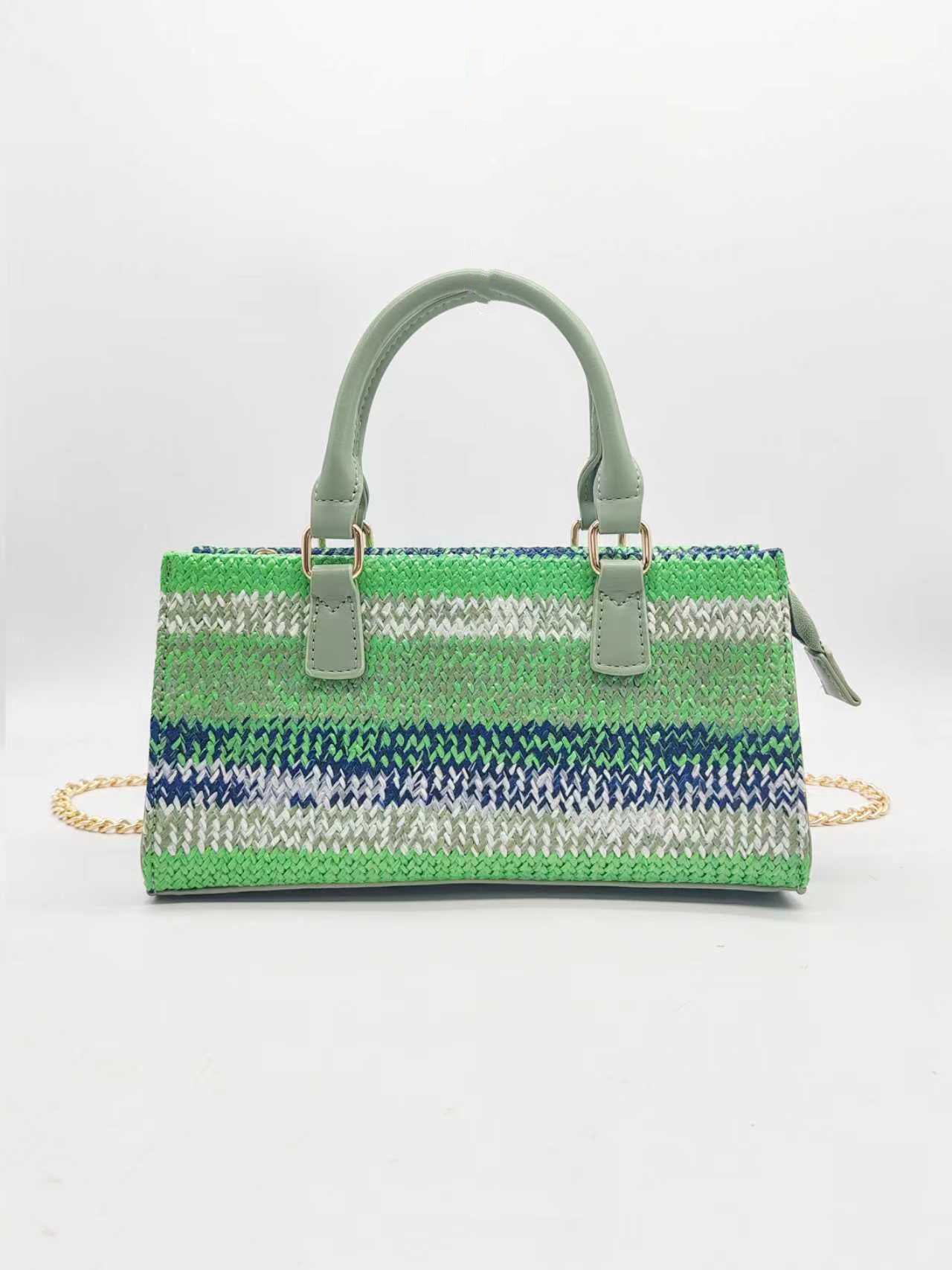Borsa Casual da Giorno con Strisce Orizzontali Sfumate in Paglia, Art.FF27464