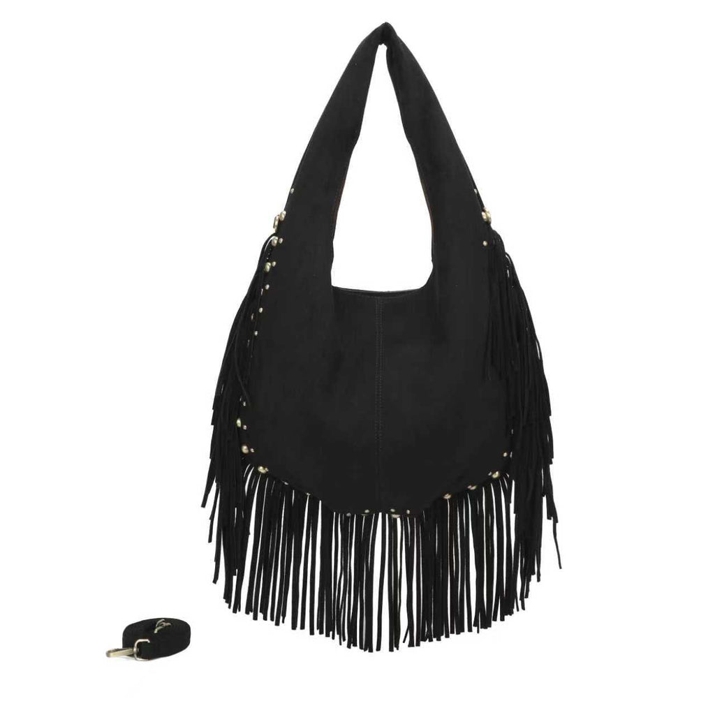 Borsa casual monospalla in pile con barba decorativa Art.CE232