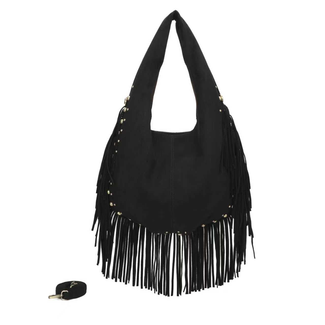 Borsa casual monospalla in pile con barba decorativa Art.CE232