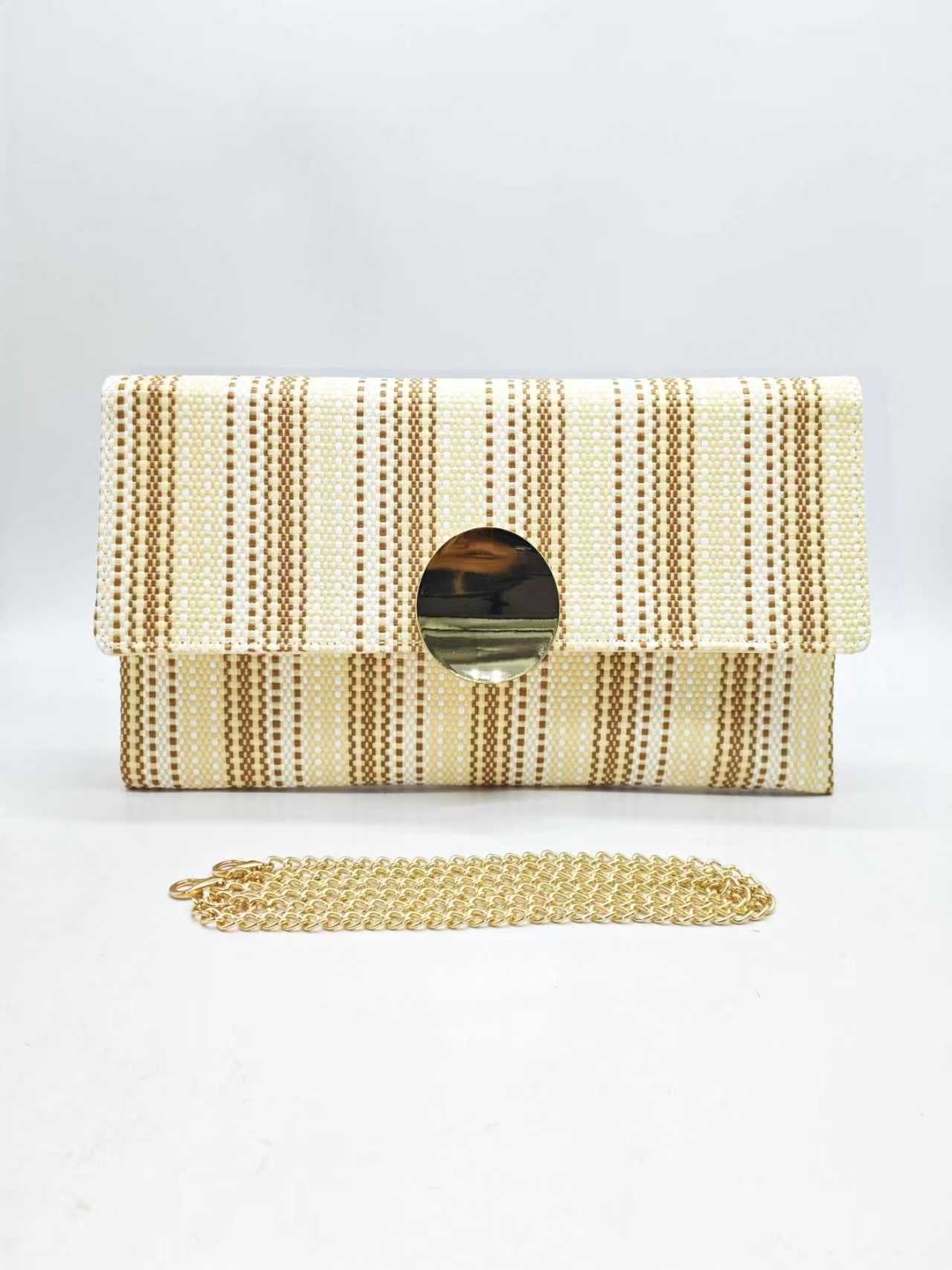 Borsa a mano da sera in paglia a righe verticali Art.FF27465