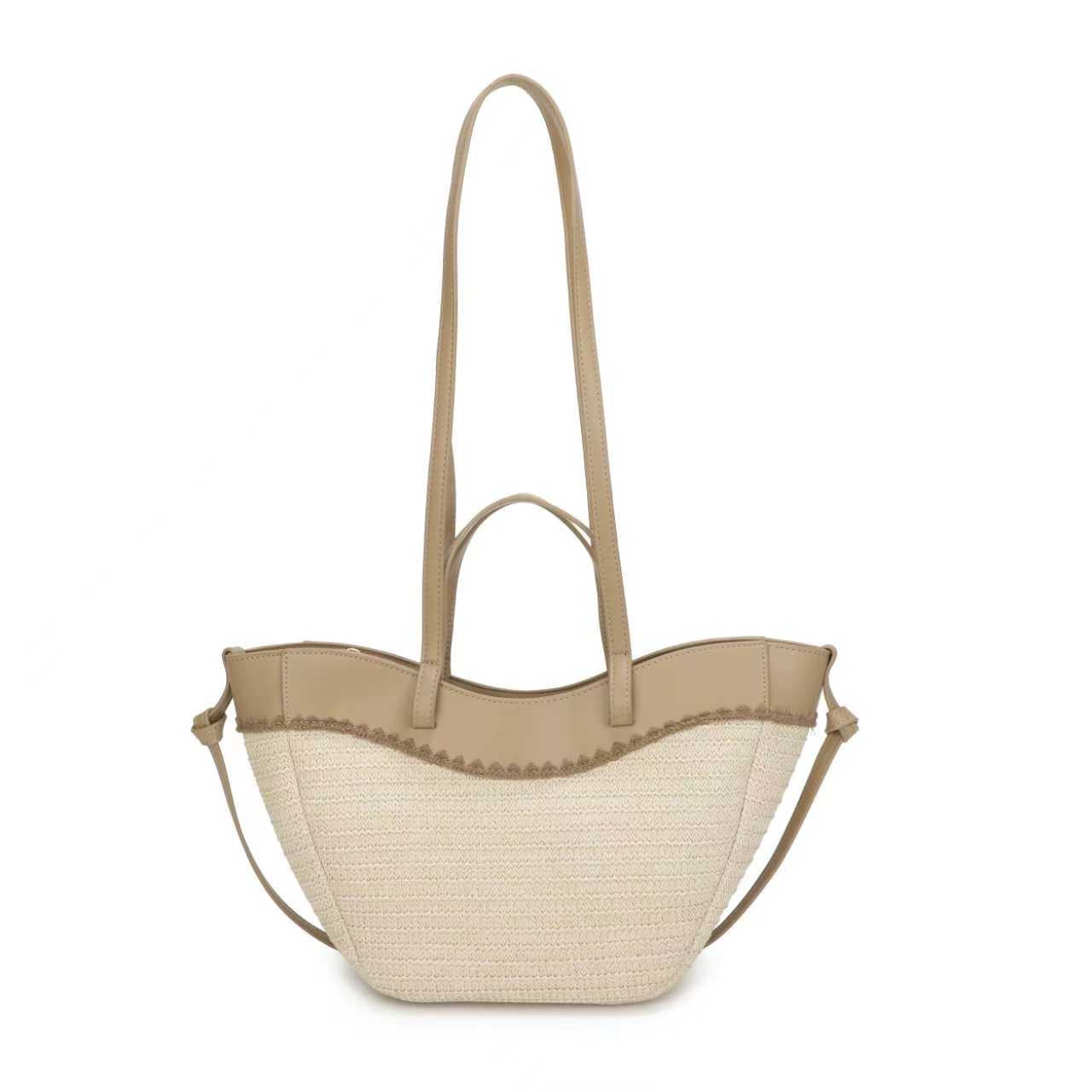 Materiale Paglia Materiale PU Borsa da Donna Alla Moda Doppia da Polso a Mano o Monospalla Art.CE261
