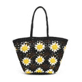 Borsa estiva giornaliera in maglia di lana con fiore, fissa su una spalla con tasca interna Art.C21007