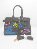 Borsa quotidiana casual in denim colorato con stampa a stelle e decorazione a cintura ART.27480