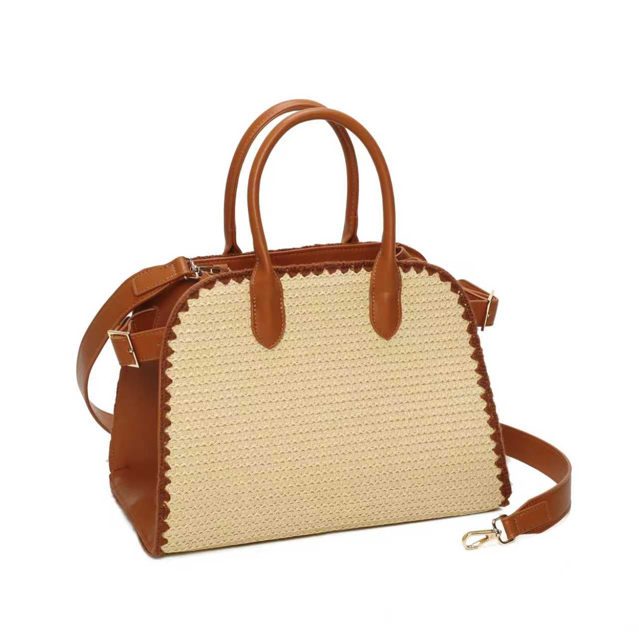 Borsa Casual Quotidiana Ampia con Ricamo Bordo in Paglia Doppio Polso Art.CE265