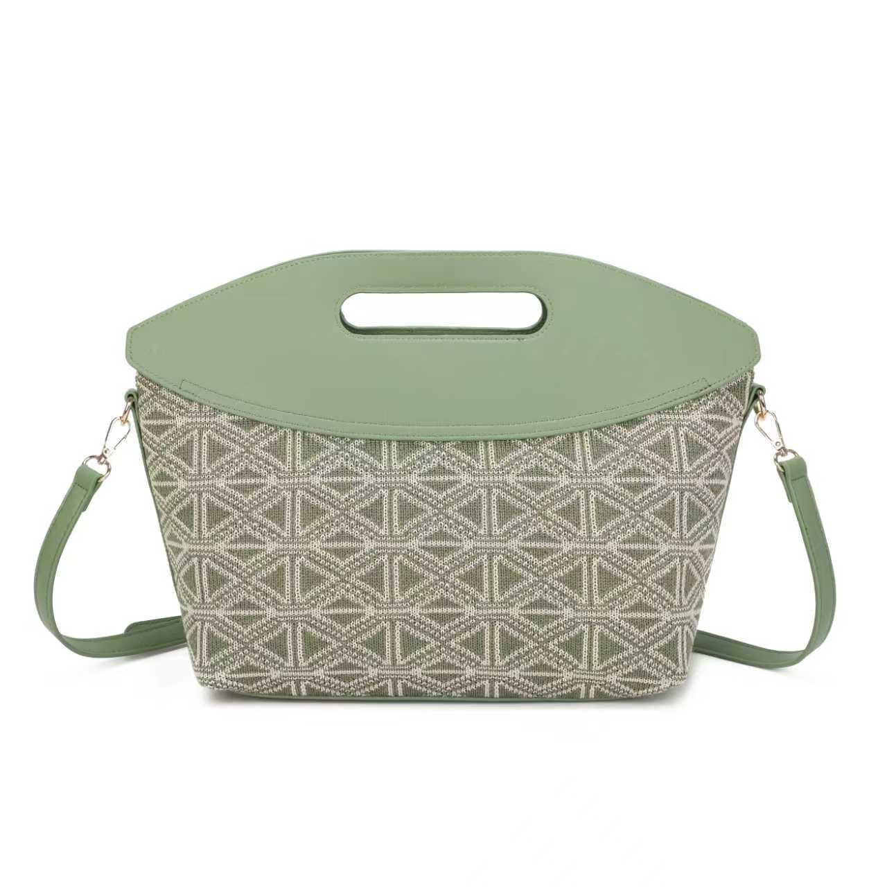 Borsa a mano prismatica geometrica in pelle lavorata a maglia Art.FF487