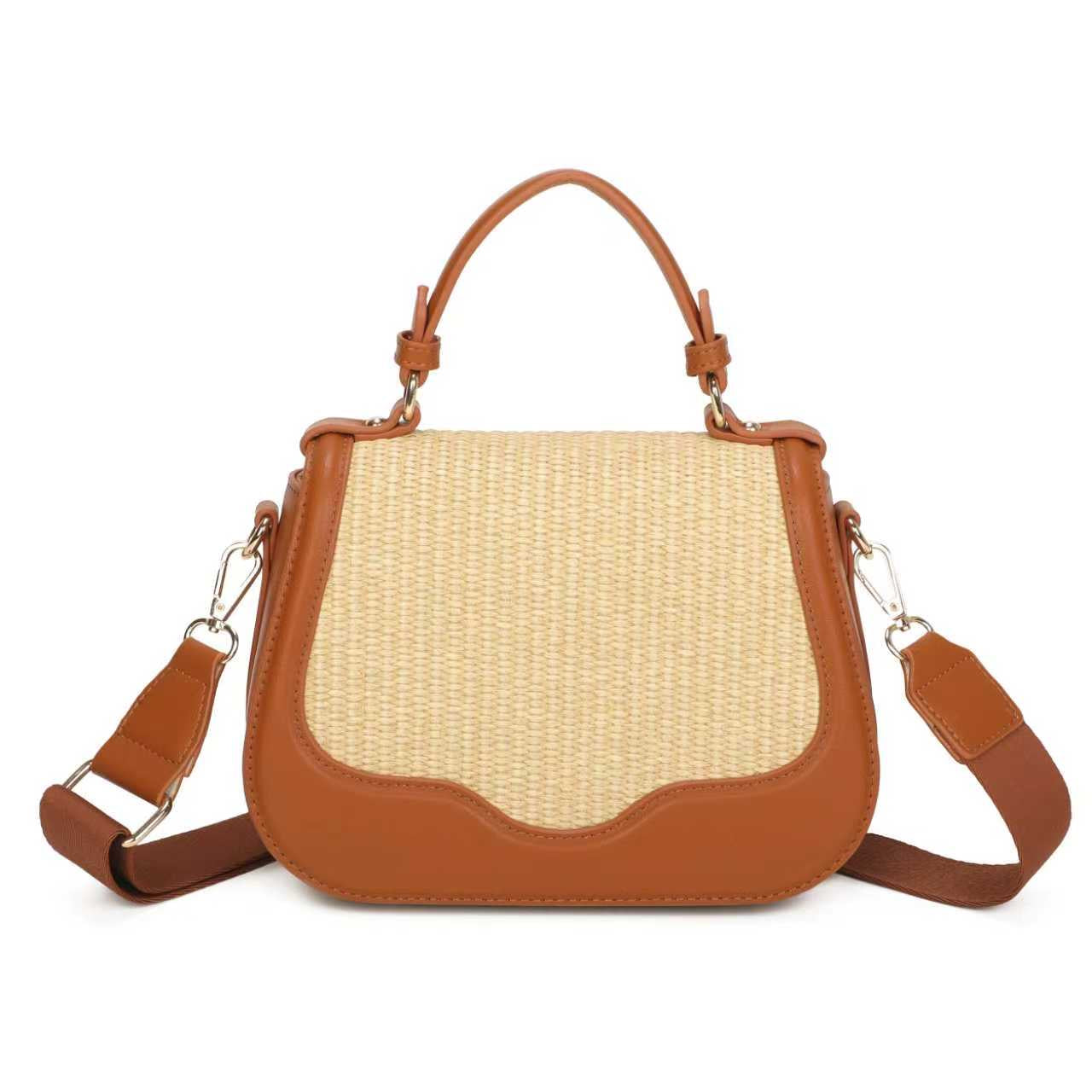 Borsa casual quotidiana in paglia e PU con tracolla larga e lunga Art.CE256