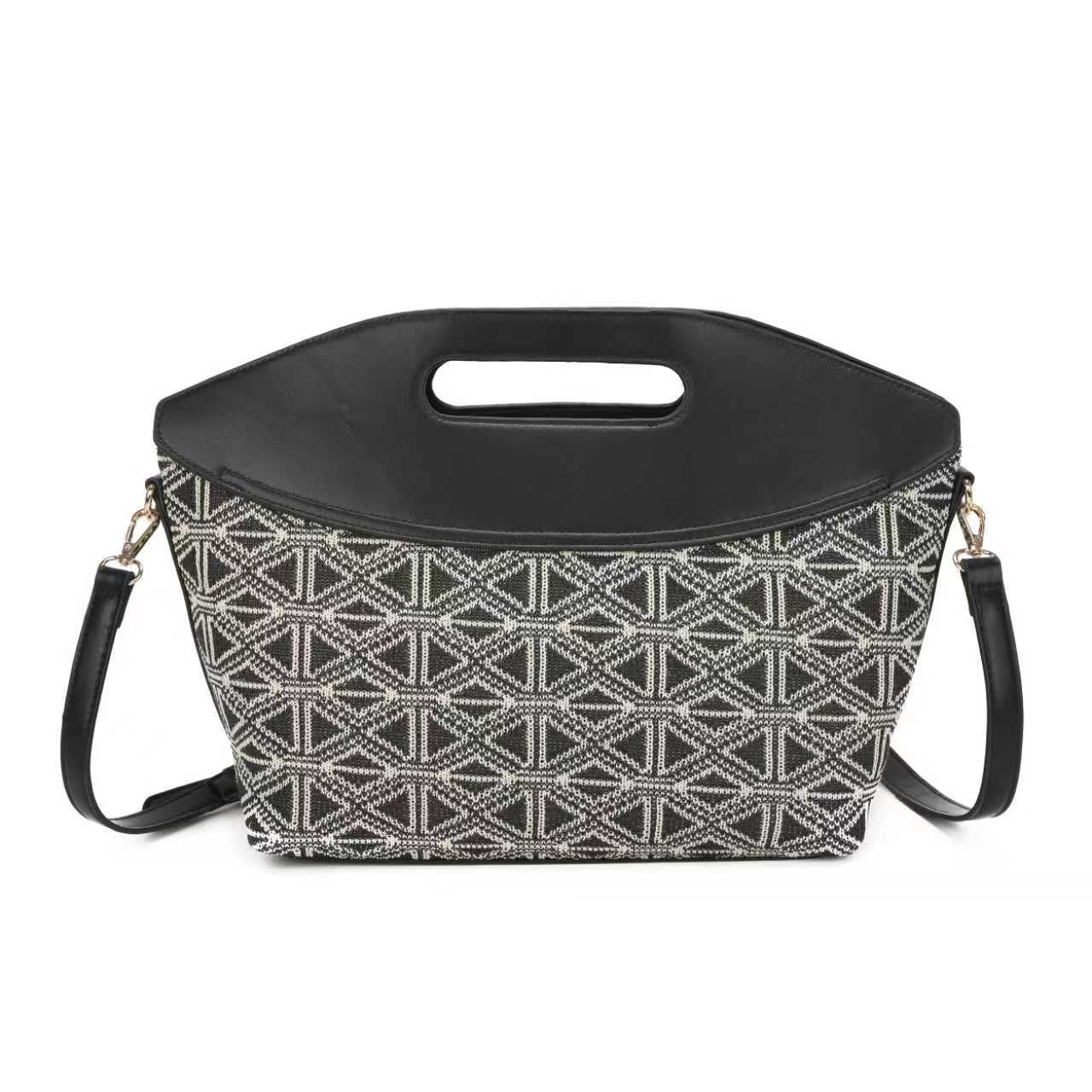 Borsa a mano prismatica geometrica in pelle lavorata a maglia Art.FF487