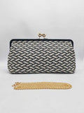 Borsa da Sera a Clip Grande con Motivo Geometrico in Paglia Art.27456