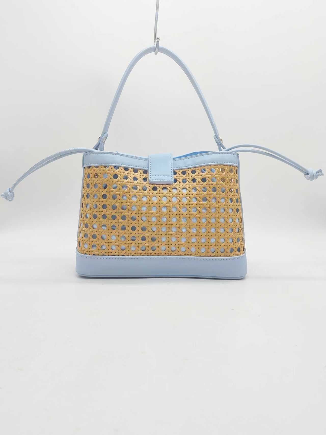 Borsa a mano in bambù con materiale PU e tasca interna, per tutti i giorni, alla moda. Art. 27483