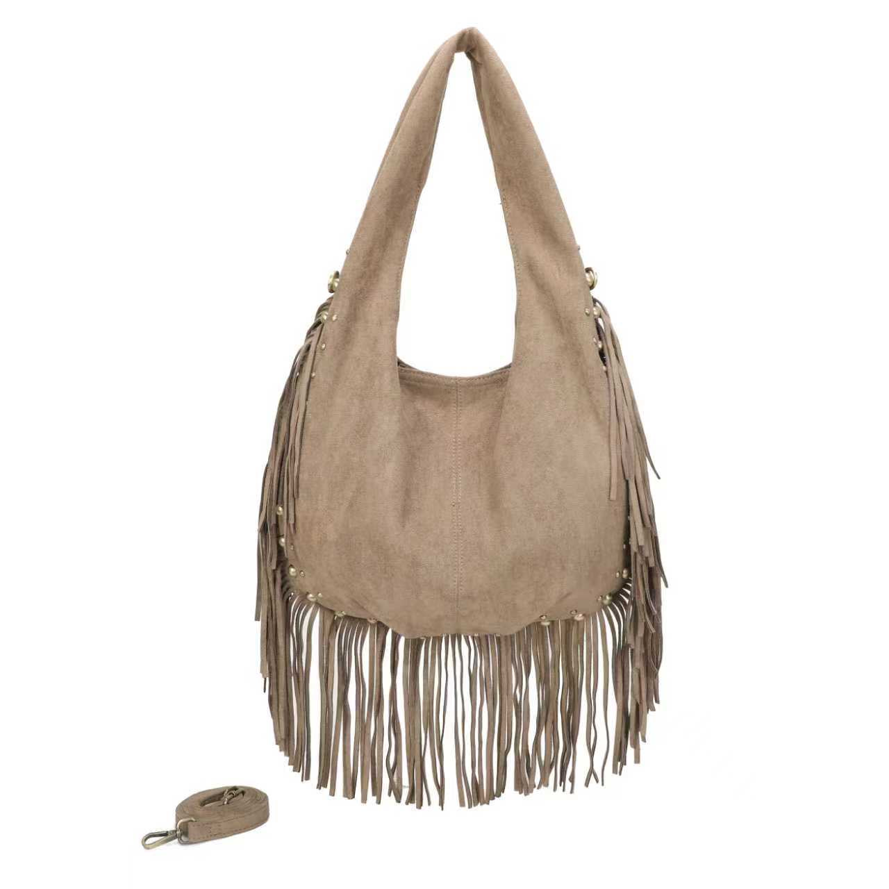 Borsa casual monospalla in pile con barba decorativa Art.CE232