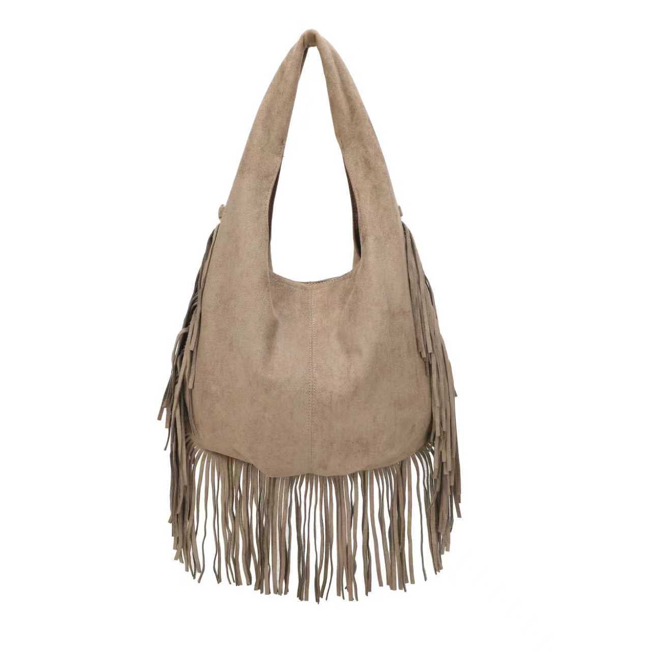 Borsa casual monospalla in pile con barba decorativa Art.CE232