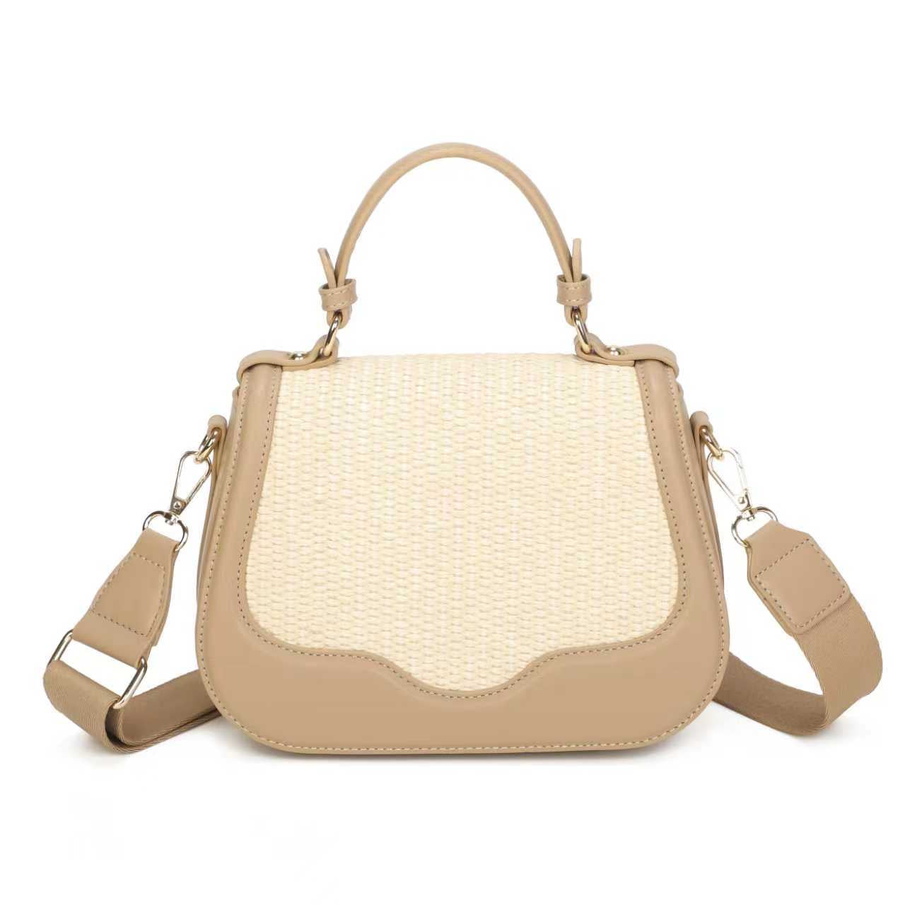 Borsa casual quotidiana in paglia e PU con tracolla larga e lunga Art.CE256