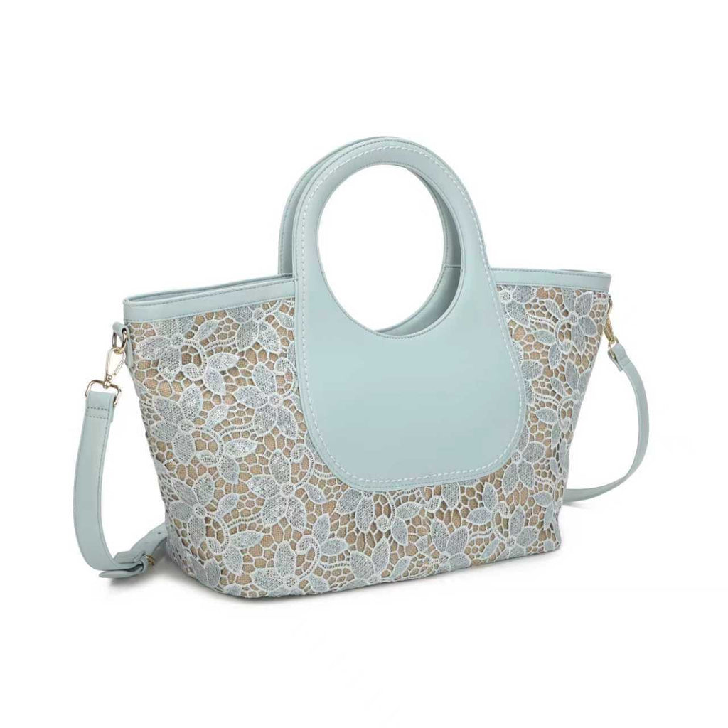 Borsa a mano grande in pizzo con materiale PU, per uso quotidiano e casual, Art. CE194
