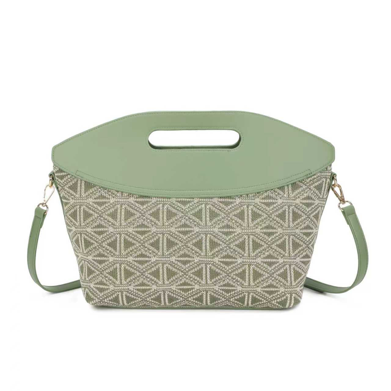 Borsa a mano prismatica geometrica in pelle lavorata a maglia Art.FF487