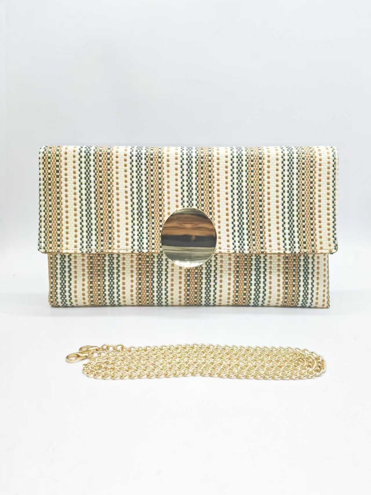 Borsa a mano da sera in paglia a righe verticali Art.FF27465