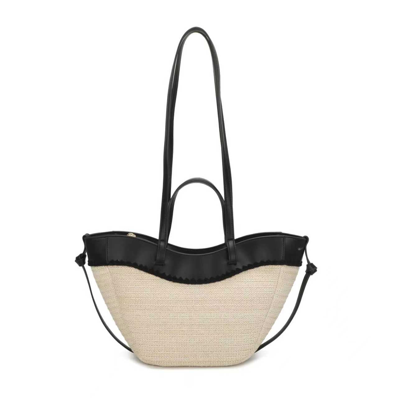 Materiale Paglia Materiale PU Borsa da Donna Alla Moda Doppia da Polso a Mano o Monospalla Art.CE261