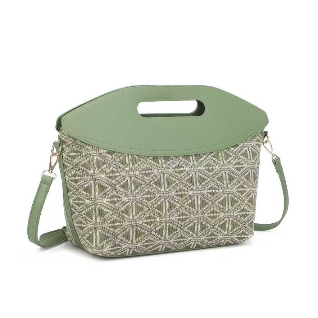 Borsa a mano prismatica geometrica in pelle lavorata a maglia Art.FF487
