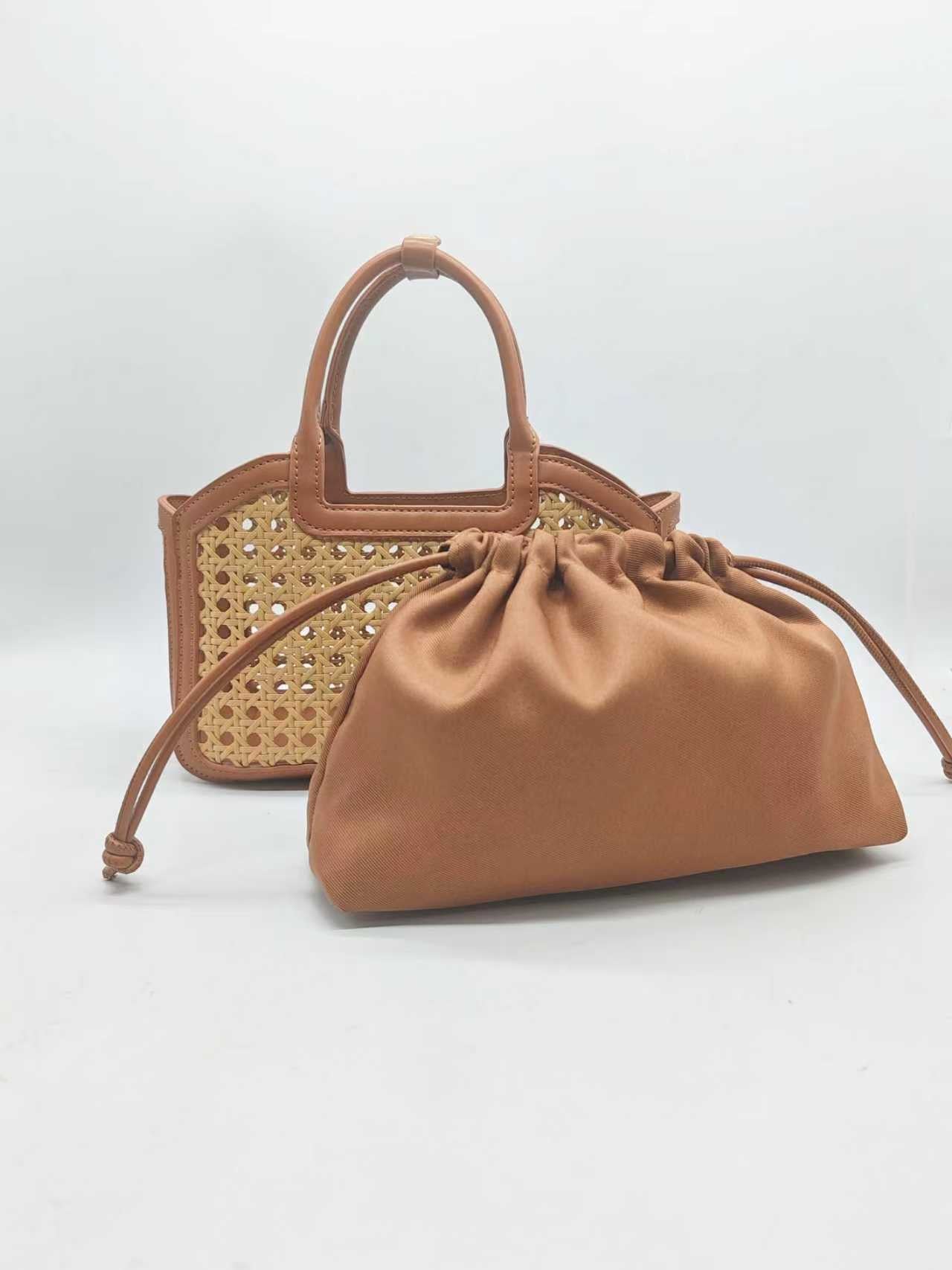 Borsa a mano da donna in bambù e PU con tasca interna per tutti i giorni Art.27482