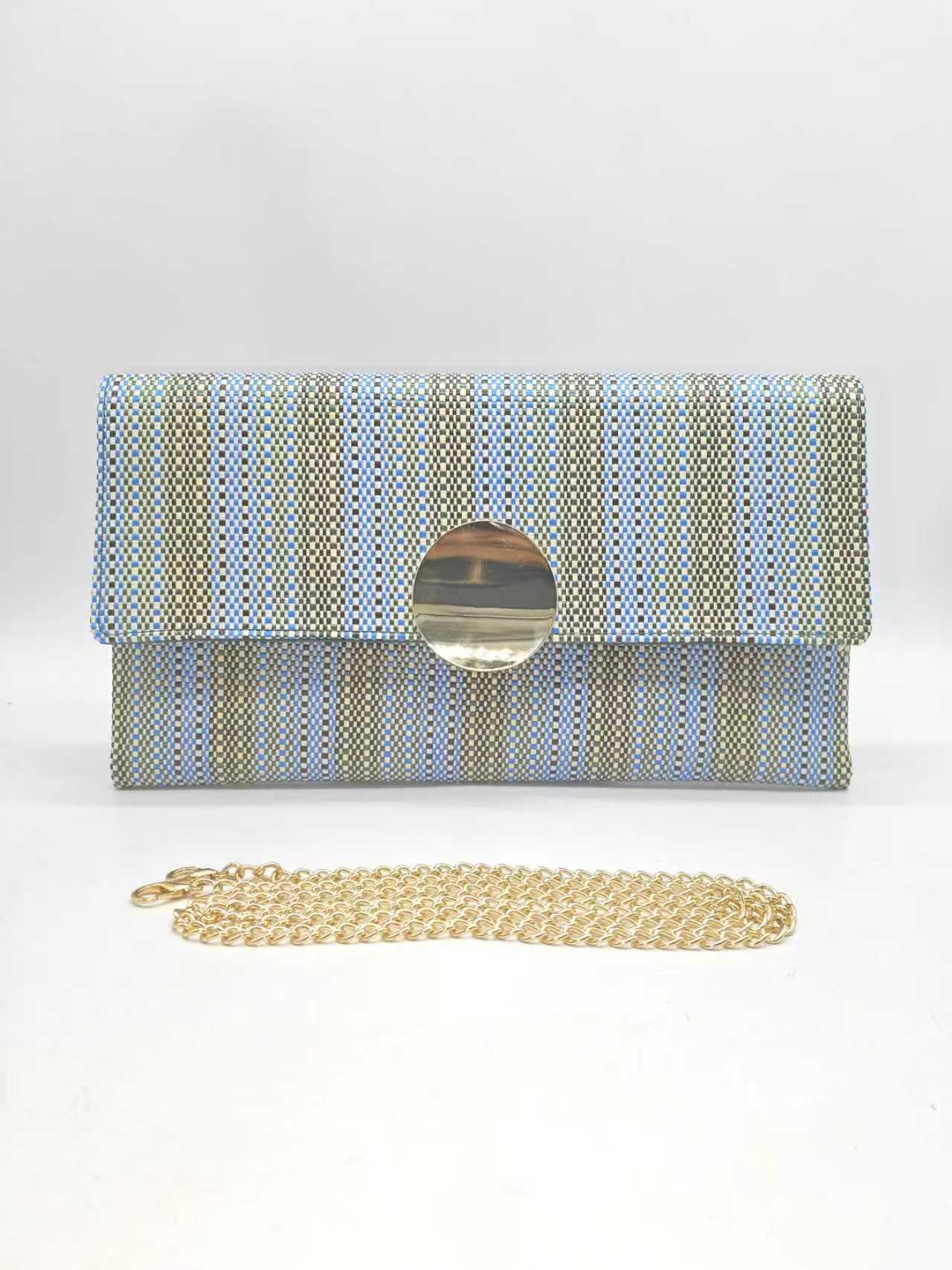 Borsa a mano da sera in paglia a righe verticali Art.FF27465