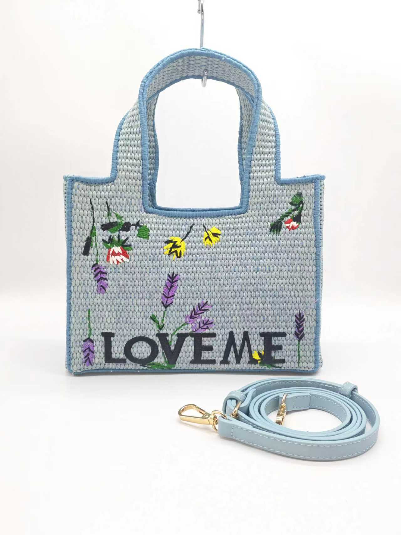 Borsa Casual di Moda da Giorno in Paglia Ricamata a Mano Art.FF27487