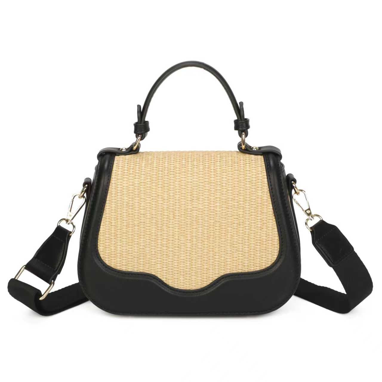 Borsa casual quotidiana in paglia e PU con tracolla larga e lunga Art.CE256
