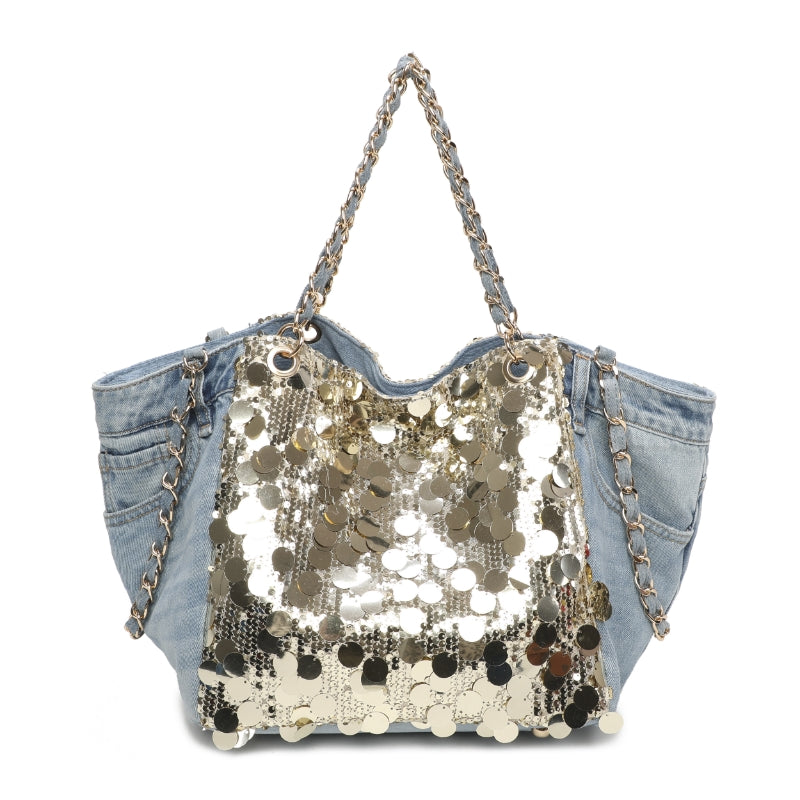 Denism Bead Iron Chain Wrist Dual-Use One-Shoulder Causal Fashion Bag Art.XSL-2315