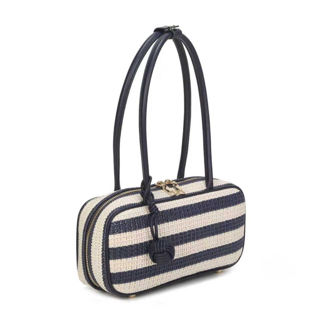 Borsa a Tracolla Orizzontale da Donna in Paglia con Pendente a Sfera, Stile Semplice e Tendenza Quotidiana Art.CE255