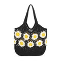 Borsa estiva giornaliera in lana lavorata a maglia a fiore monospalla fissa con tasca interna Art.C22014