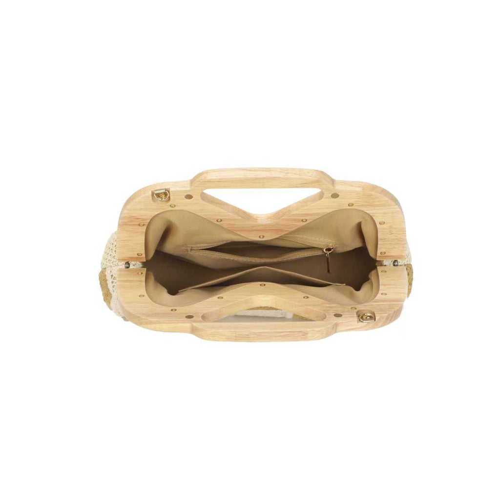 Borsa da Sera con Clip in Legno e Motivo Geometrico in Pizzo Art.CE259