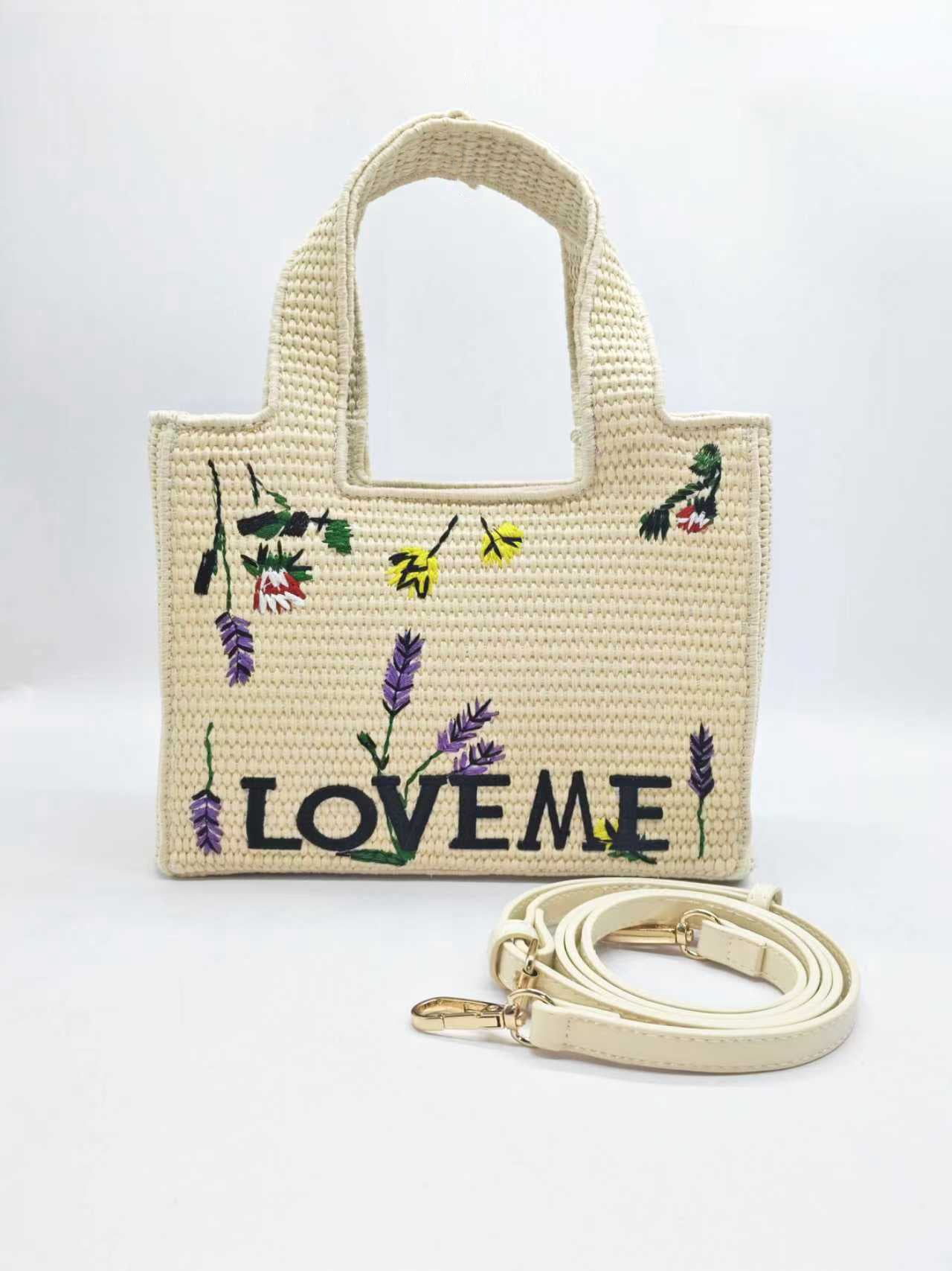 Borsa Casual di Moda da Giorno in Paglia Ricamata a Mano Art.FF27487