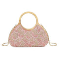 Borsa da sera rotonda in pizzo con motivo geometrico e clip in legno Art.CE268