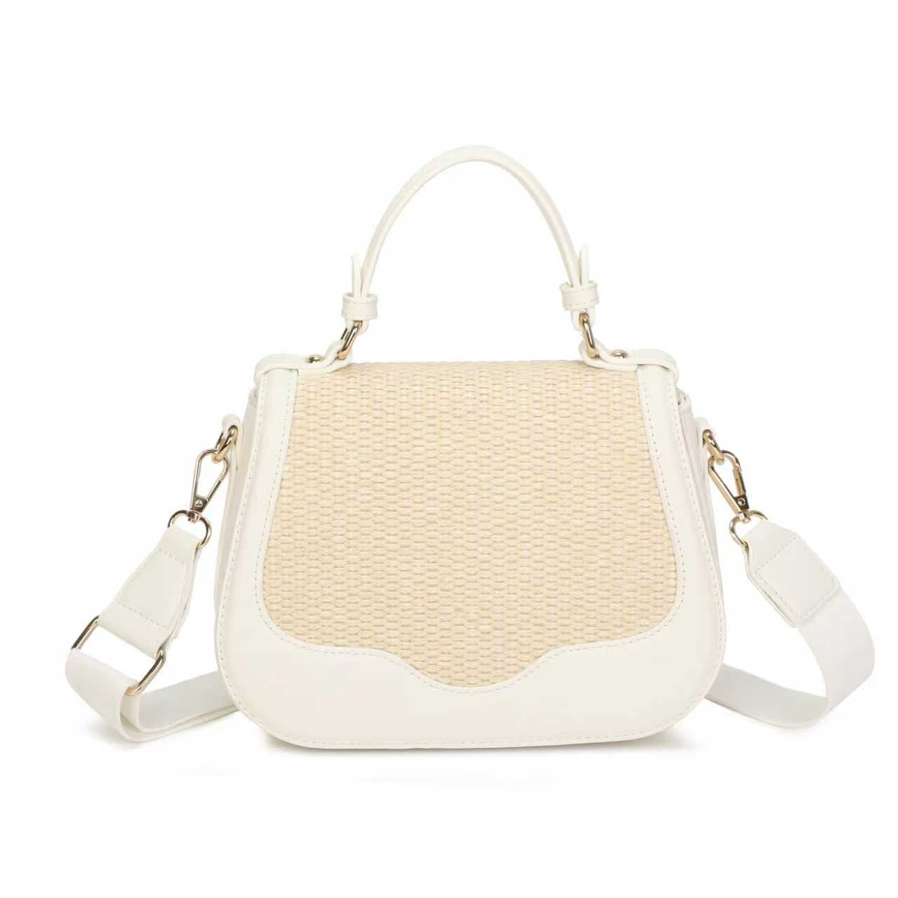 Borsa casual quotidiana in paglia e PU con tracolla larga e lunga Art.CE256
