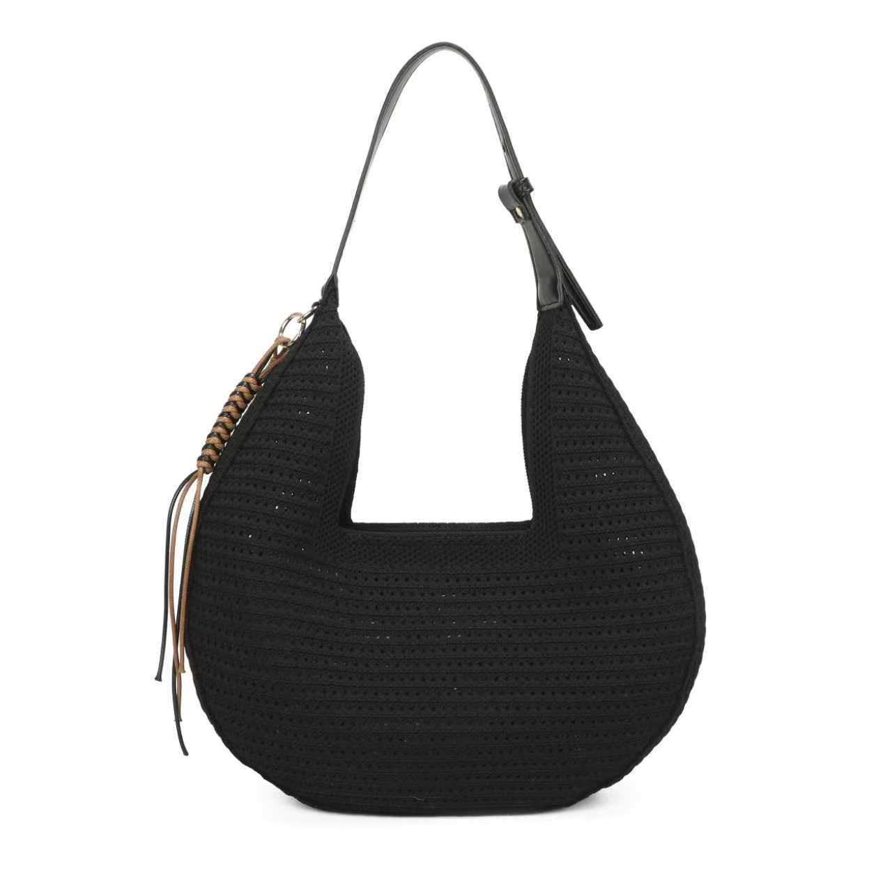 Borsa giornaliera monospalla con ciondolo a tracolla vuota lavorata a maglia e cerniera Art.FF490