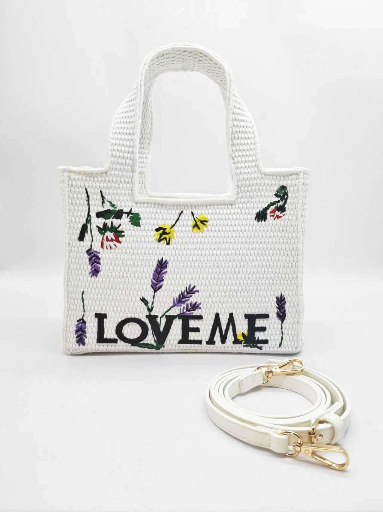 Borsa Casual di Moda da Giorno in Paglia Ricamata a Mano Art.FF27487