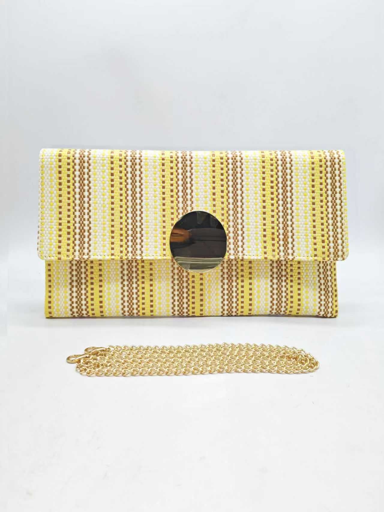 Borsa a mano da sera in paglia a righe verticali Art.FF27465