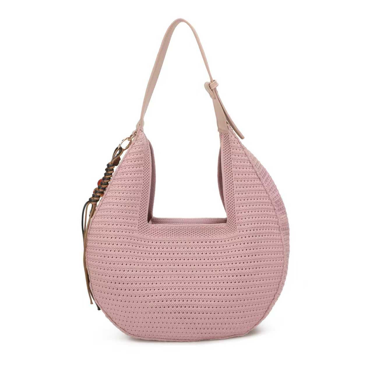 Borsa giornaliera monospalla con ciondolo a tracolla vuota lavorata a maglia e cerniera Art.FF490