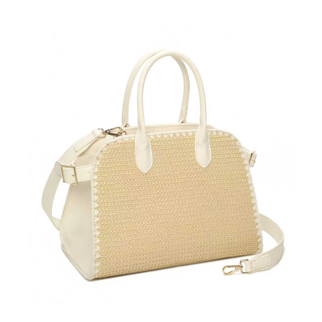 Borsa Casual Quotidiana Ampia con Ricamo Bordo in Paglia Doppio Polso Art.CE265