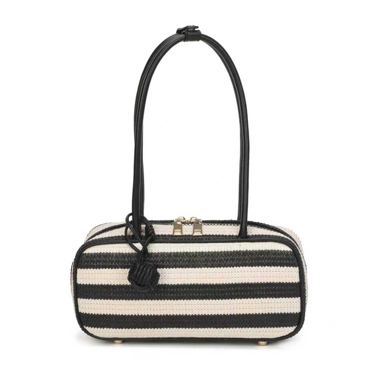 Borsa a Tracolla Orizzontale da Donna in Paglia con Pendente a Sfera, Stile Semplice e Tendenza Quotidiana Art.CE255