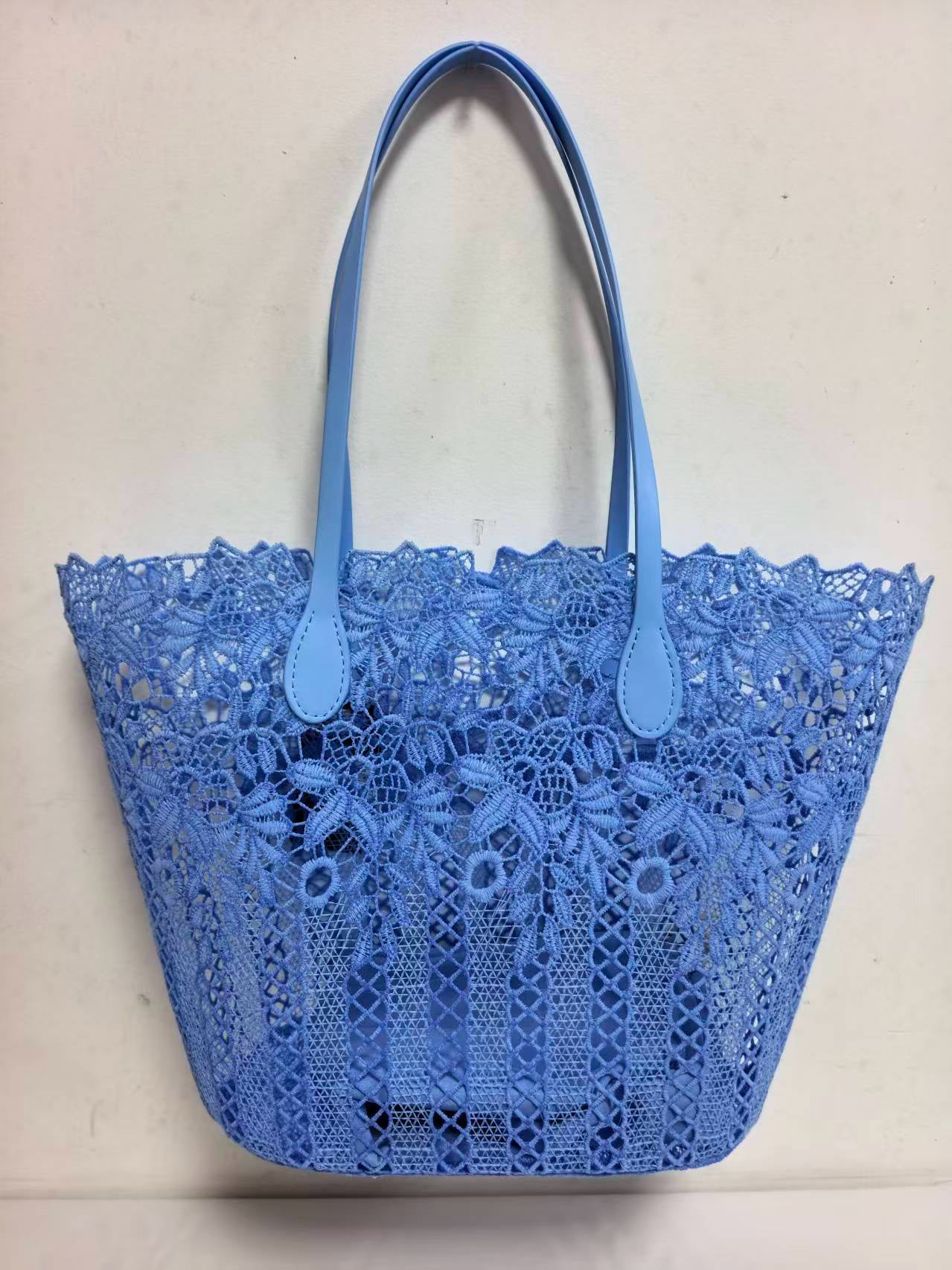 Borsa casual monospalla con motivo floreale in pizzo e tasca interna per vacanze al mare Art.VT1093