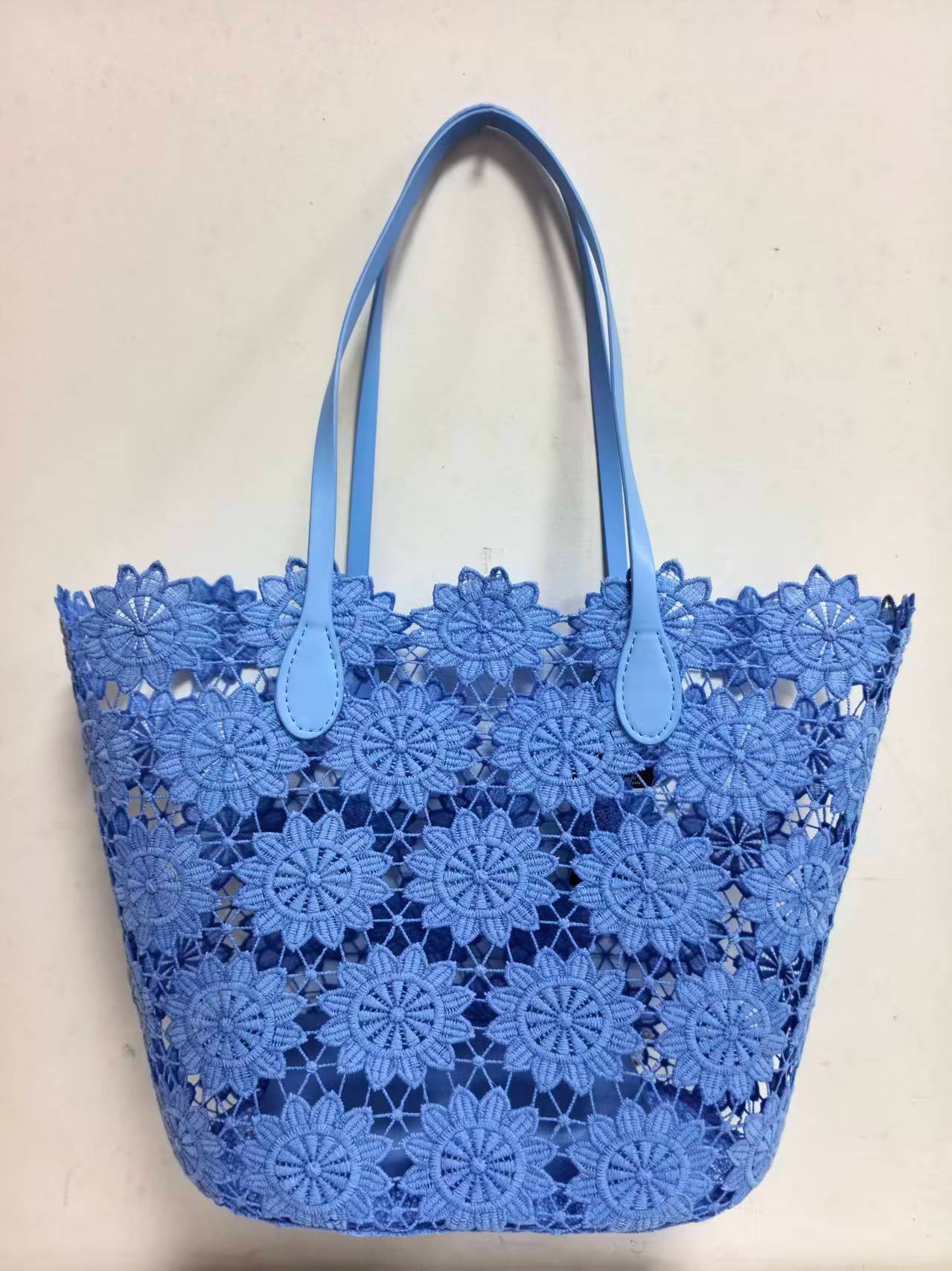 Borsa A Tracolla Con Motivo Floreale In Pizzo E Tasca Interna Per Vacanze Al Mare Casual Art.VT7181A