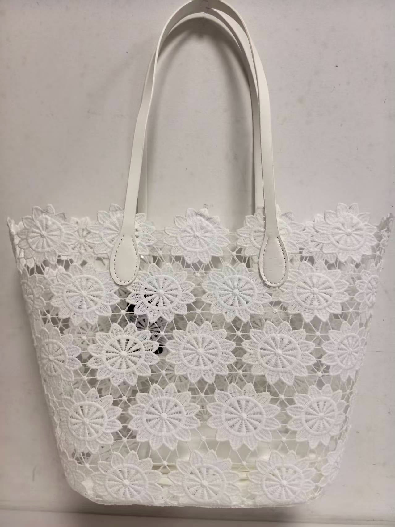 Borsa A Tracolla Con Motivo Floreale In Pizzo E Tasca Interna Per Vacanze Al Mare Casual Art.VT7181A