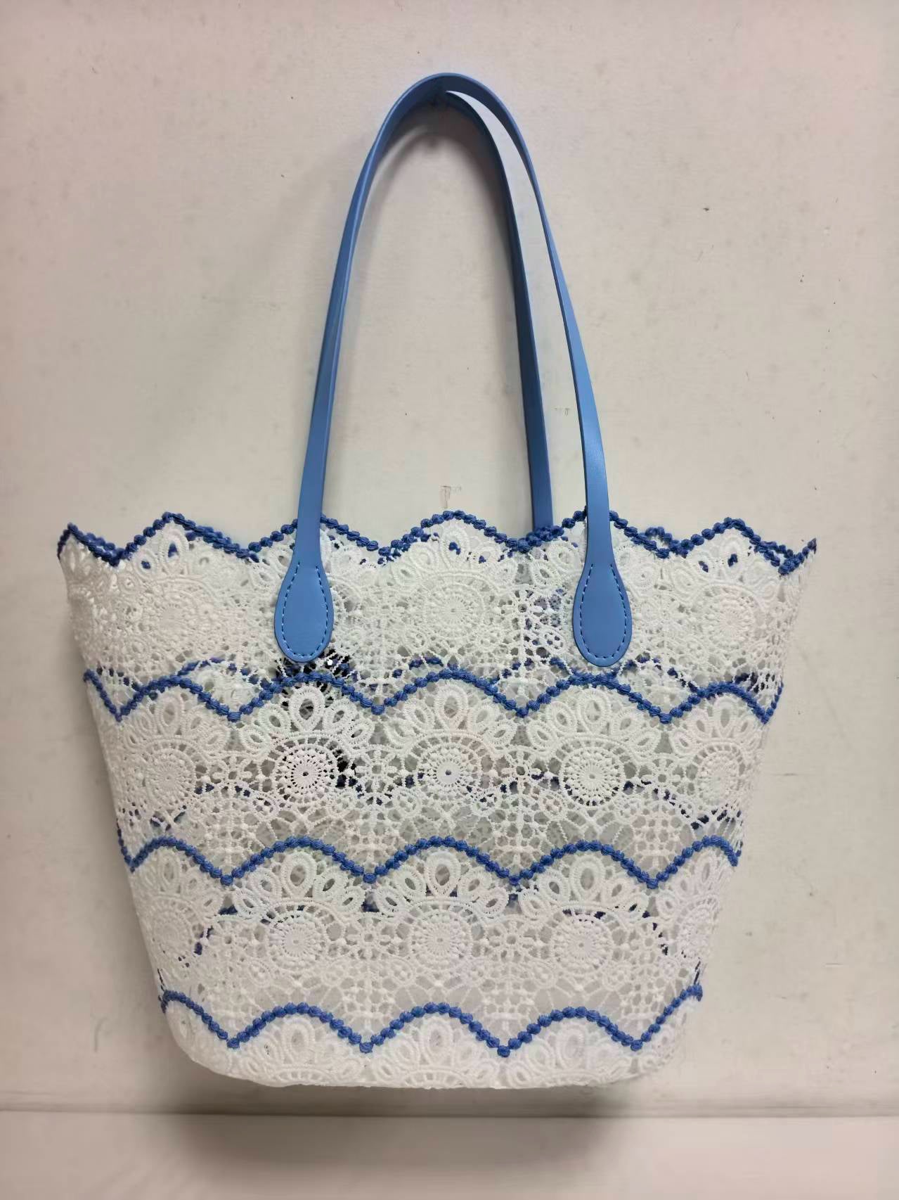 Borsa Monospalla in Pizzo a Fiori con Tasca Interna per Vacanze al Mare Casual Art.VT7183