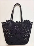 Borsa da spiaggia casual alla moda con motivo floreale in pizzo e tasca interna, monospalla Art.VT6141