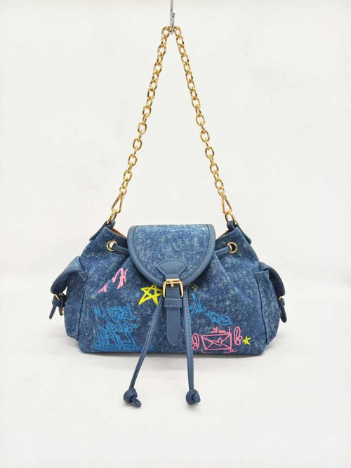 Borsa Alla Moda Casual Quotidiana Monospalla con Stampa Stellata Colorata Denim Art.FF27481